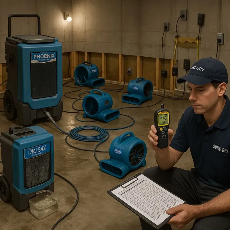 Structural Drying and Dehumidification process in East Hampton, CT